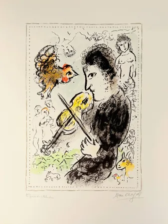 Литография Chagall - Violoniste au coq