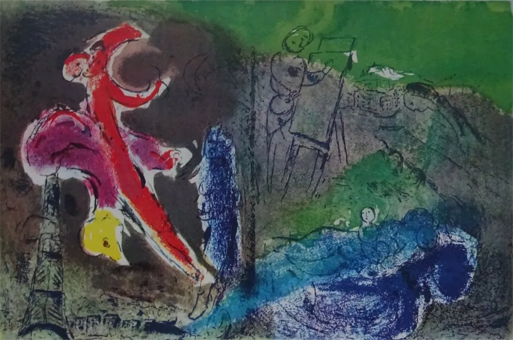 Литография Chagall - Vision de Paris, 1952