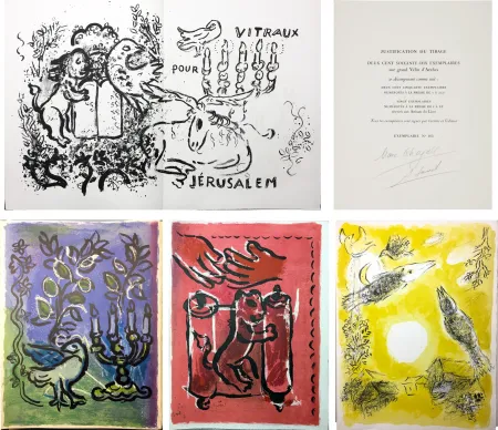 Иллюстрированная Книга Chagall - VITRAUX POUR JÉRUSALEM (THE JERUSALEM WINDOWS) DE LUXE EDITION SIGNED BY MARC CHAGALL.