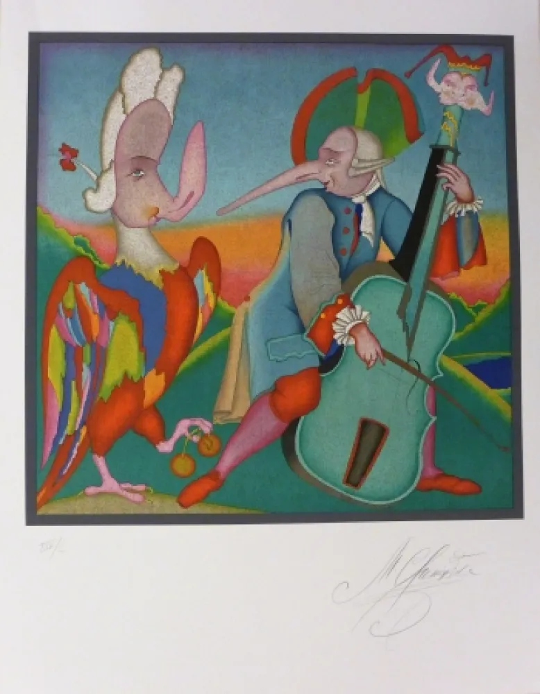 Литография Chemiakin - Le contrebassiste