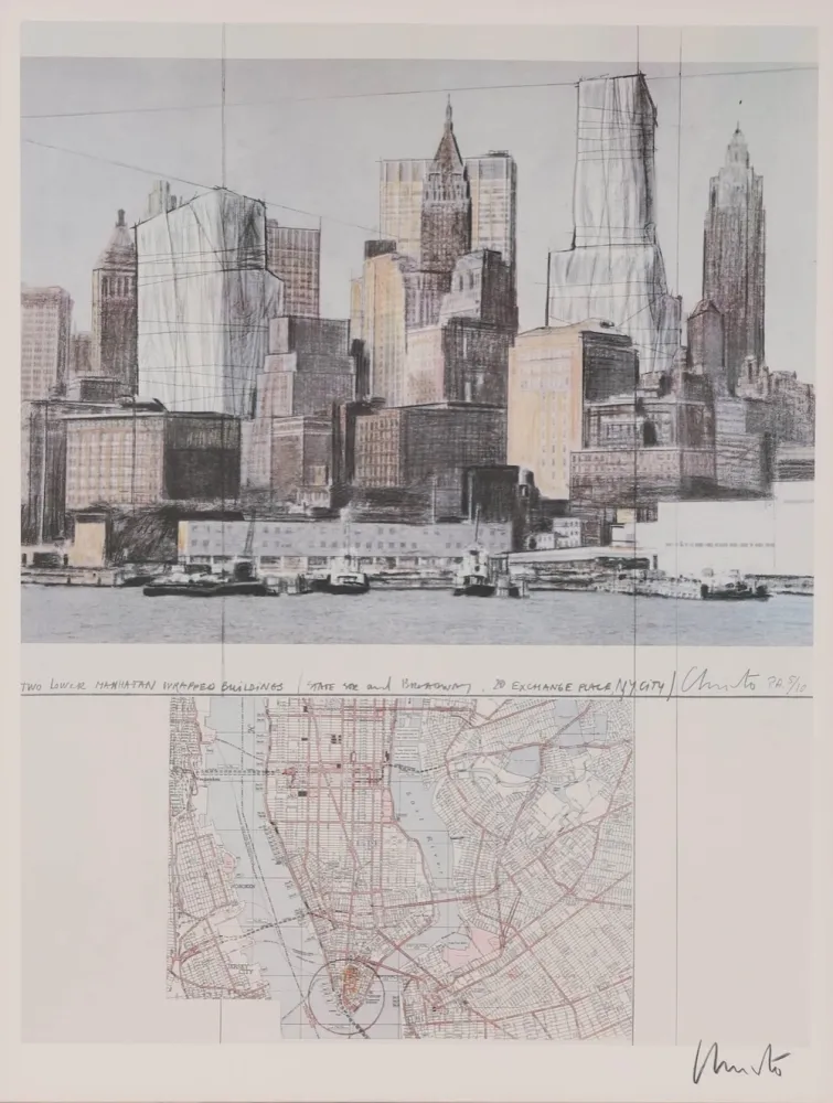 Литография Christo & Jeanne-Claude - Two Lower Manhattan Wrapped Buildings
