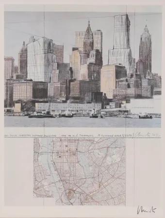 Литография Christo & Jeanne-Claude - Two Lower Manhattan Wrapped Buildings
