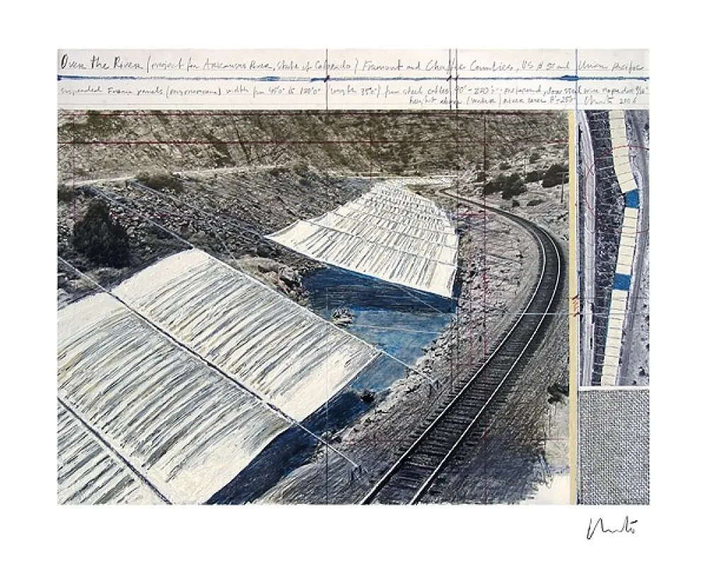 Литография Christo - Over The Arkansas River, Project A