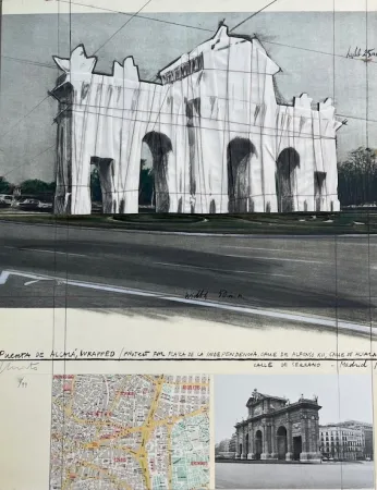 Литография Christo - Puerta de Alcalá, Envuelta / Proyecto para Madrid