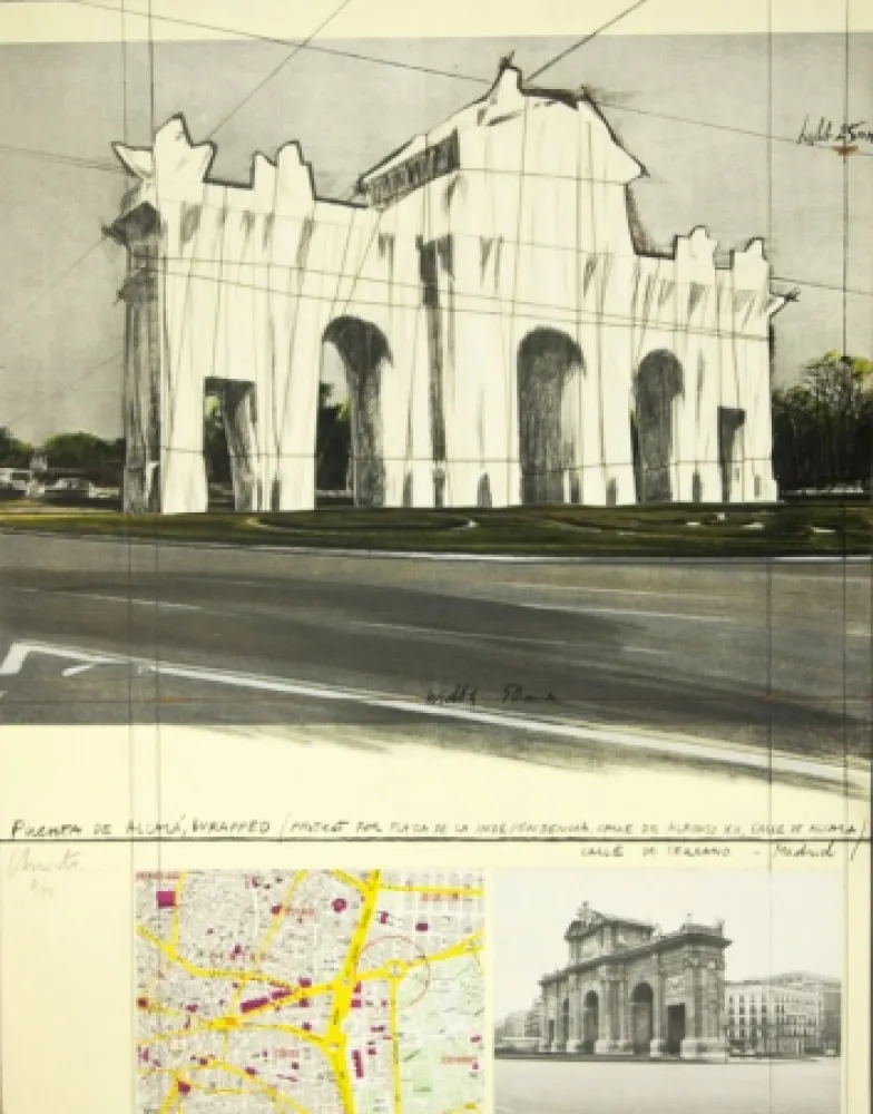 Литография Christo - Puerta de Alcalá, Wrapped, Project for Madrid (Schellman 107)