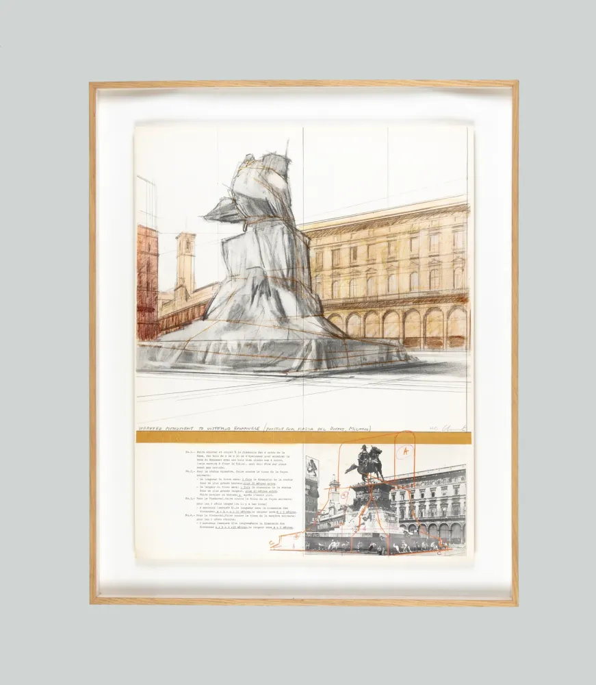 Литография Christo - Wrapped Monument to Vittorio Emanuele, Project for Piazza del Duomo, Milan