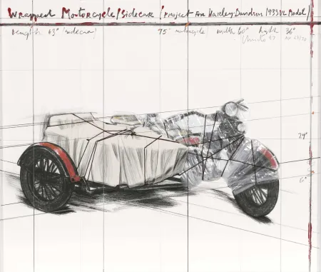 Многоэкземплярное Произведение Christo - Wrapped Motorcycle/Side Car, Project for Harley Davidson 1933 VL Model