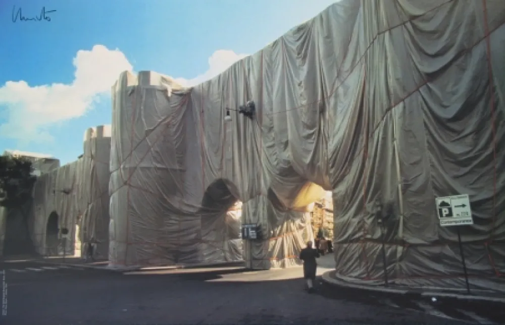 Гашение Christo - Wrapped Roman Wall, Porta Pinciana, Rome