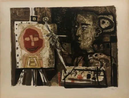 Литография Clavé - Femme artiste 