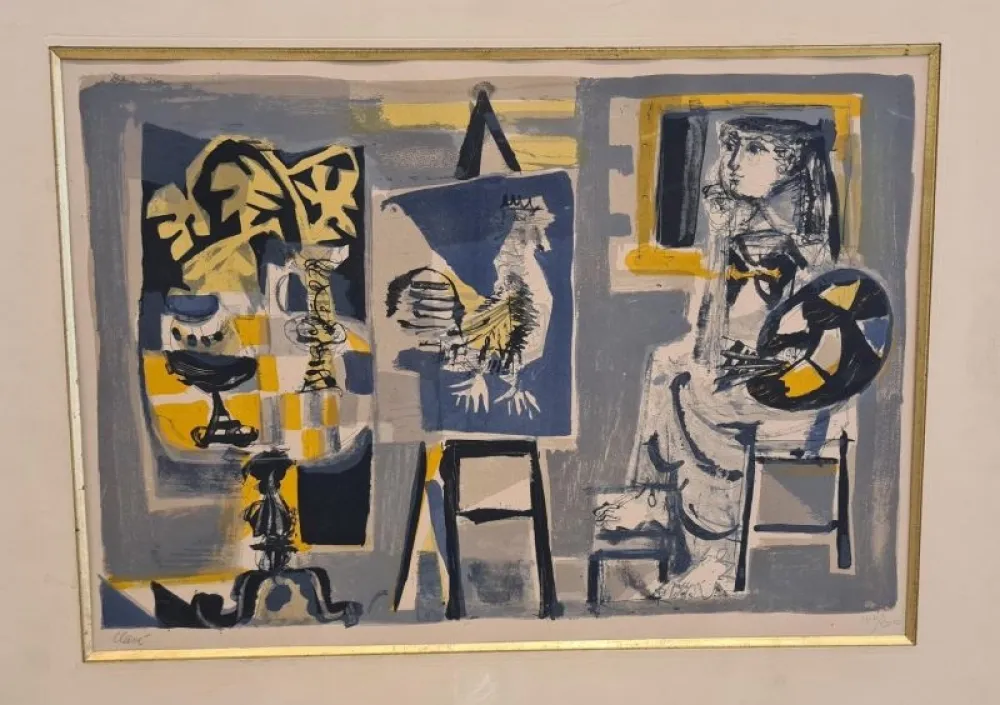 Литография Clavé - La Femme-peintre au coq 