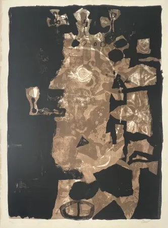 Литография Clavé - Le roi à la pipe , 1952