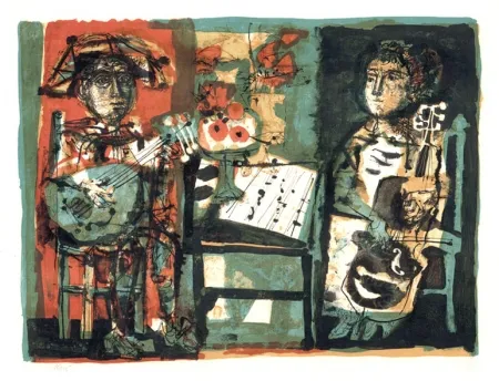 Литография Clavé - Les musiciens