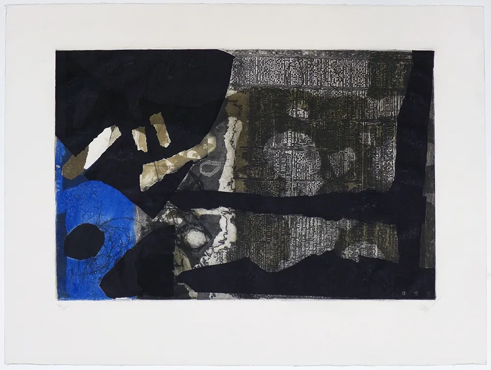 Гравюра Clavé - Ocre, noir et bleu