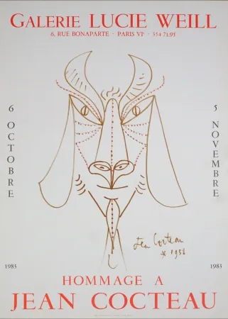 Литография Cocteau - Hommage à Jean Cocteau, 1983