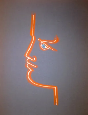 Литография Cocteau - Le trait de feu (Blue)