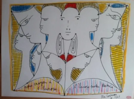 Литография Cocteau - Nous croyons en L'Europe