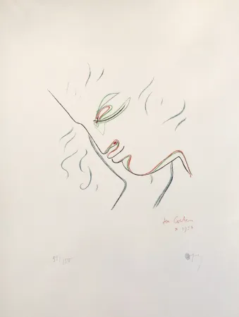 Литография Cocteau - Profile in Red, Green, and Blue