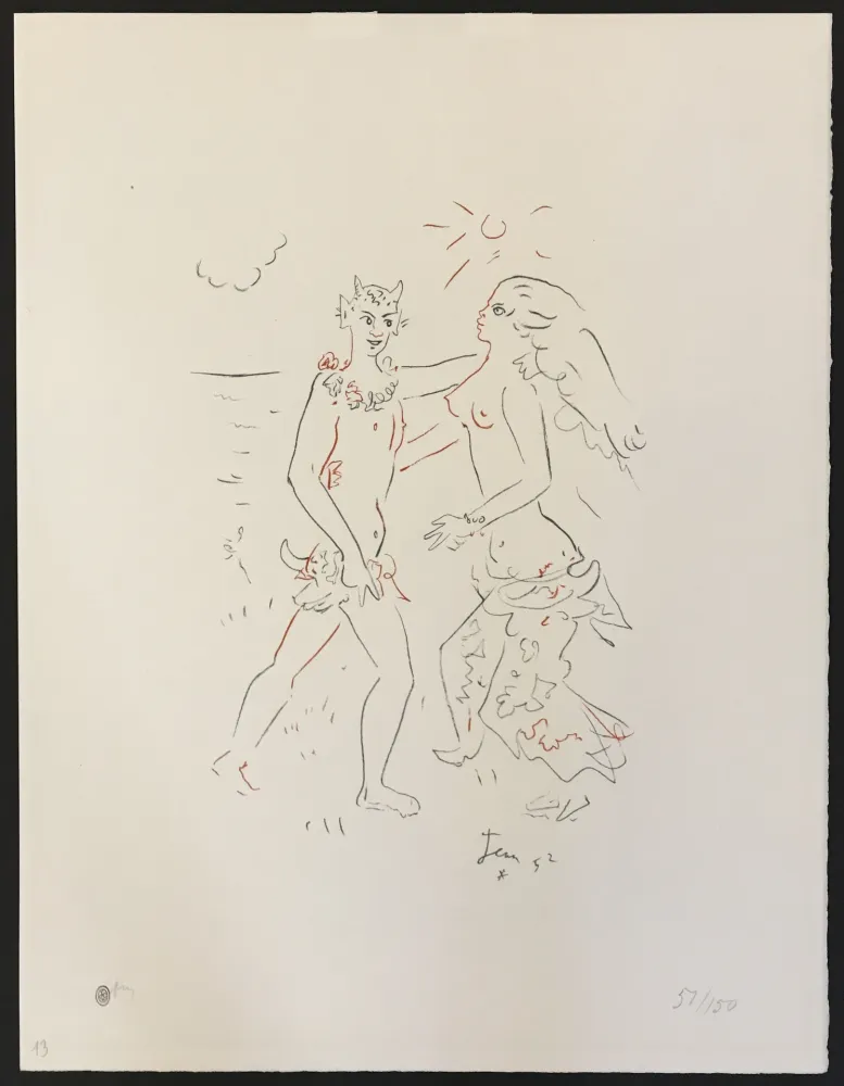 Литография Cocteau - Satyr and Nymph