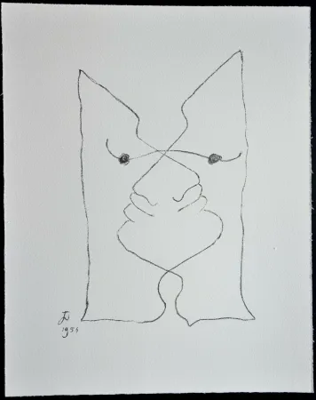 Литография Cocteau - Sous le manteau de feu