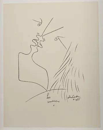 Литография Cocteau - The Kiss, Les Amoureux