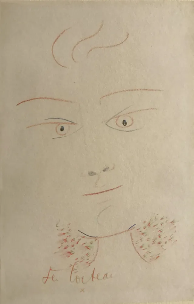 Монотип Cocteau - Visage Multi Colour. UNIQUE PIECE DRAWING