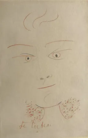 Монотип Cocteau - Visage Multi Colour. UNIQUE PIECE DRAWING