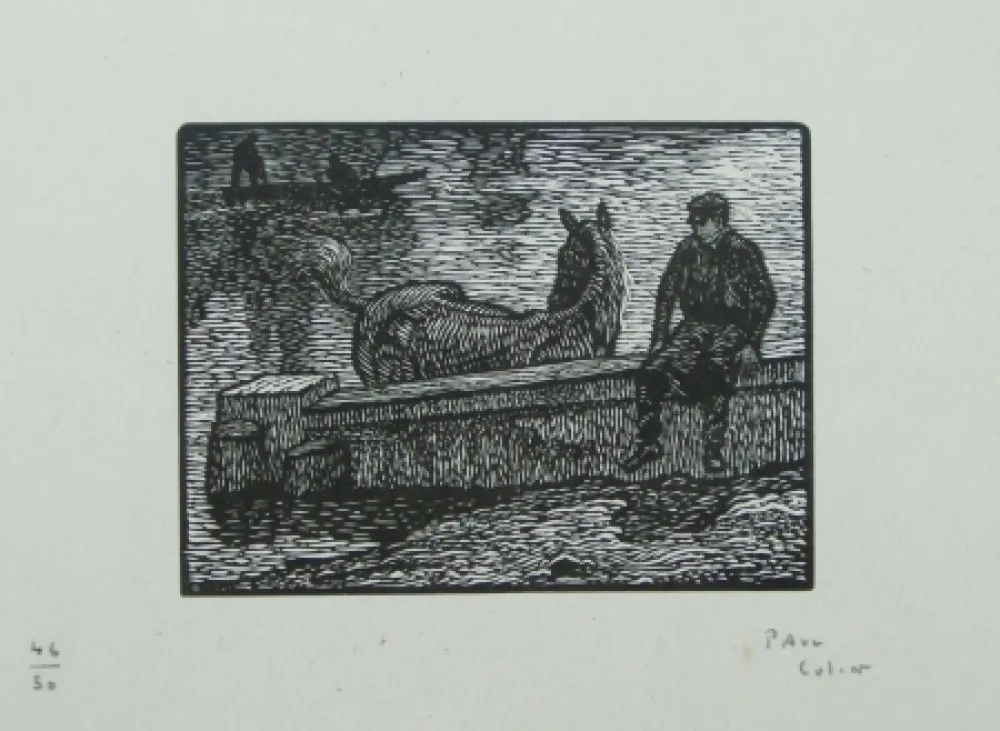 Гравюра На Дереве Colin - Le cheval au bain