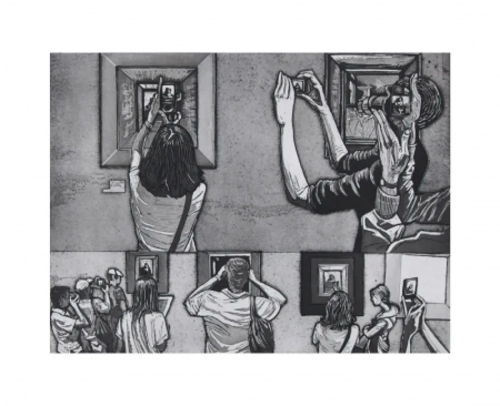 Офорт И Аквитанта Collin - Le Louvre salle 38 - Vermeer