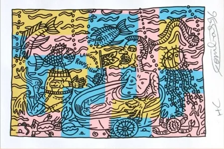 Сериграфия Combas - Bain dans l'étang