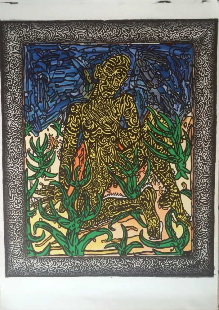 Литография Combas - Homme jaune