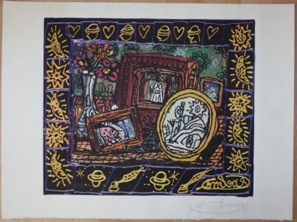 Литография Combas - Table aux souvenirs