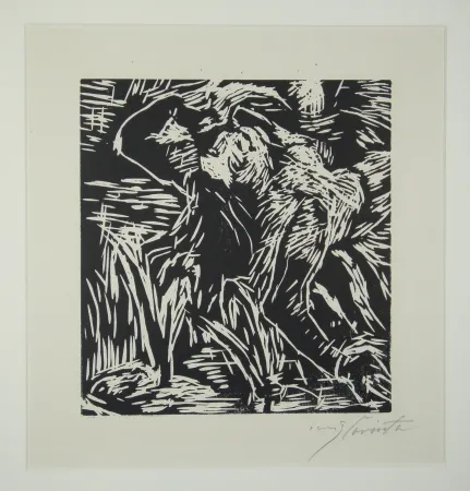 Гравюра На Дереве Corinth - Rückwärts gebeugter weiblicher Akt (Reclining Female Nude)