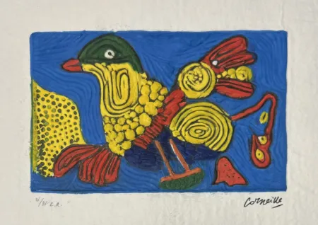 Многоэкземплярное Произведение Corneille -  Aquagravure L'Oiseau Multicolore EA
