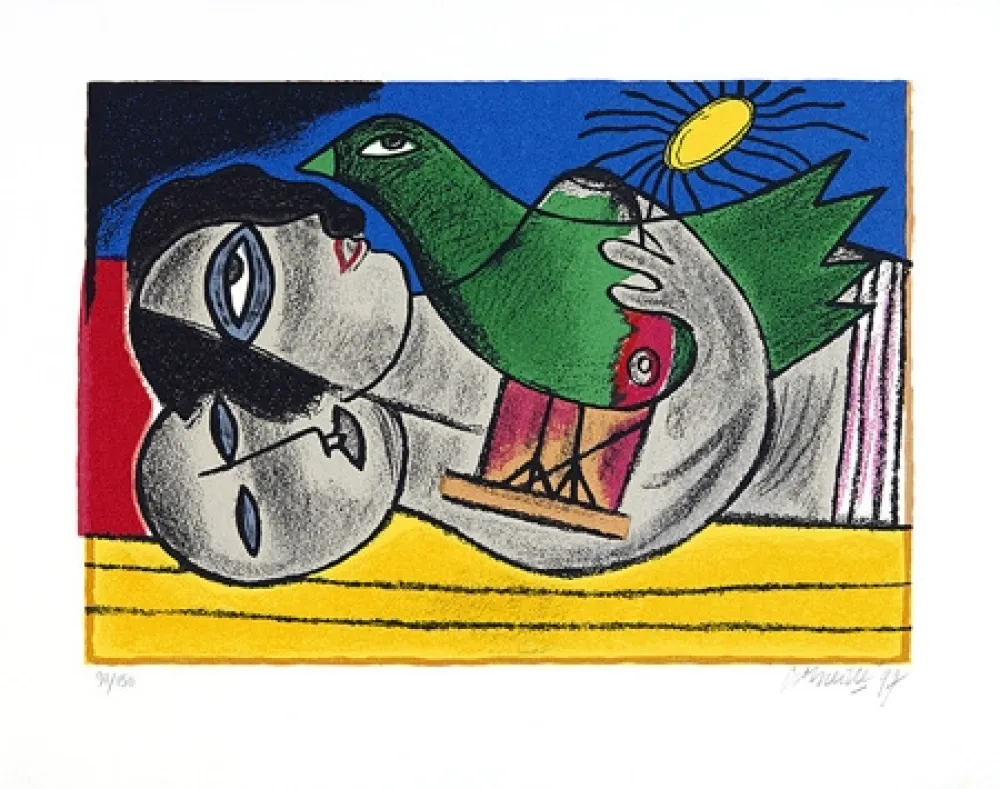 Сериграфия Corneille - Couple à l'oieau