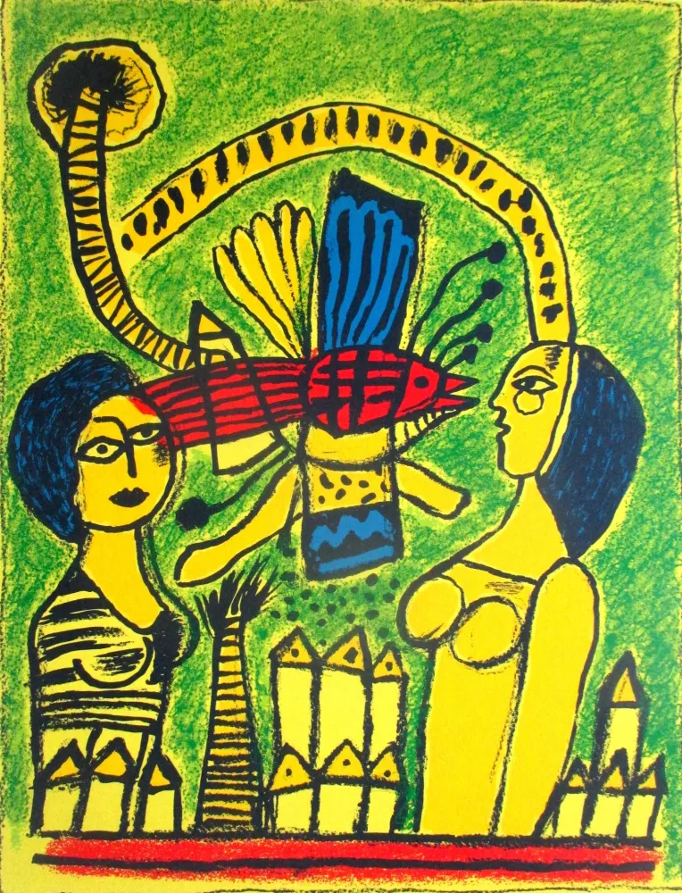 Литография Corneille - Deux femmes dans la cité