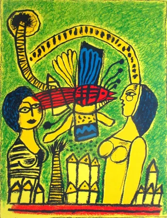 Литография Corneille - Deux femmes dans la cité