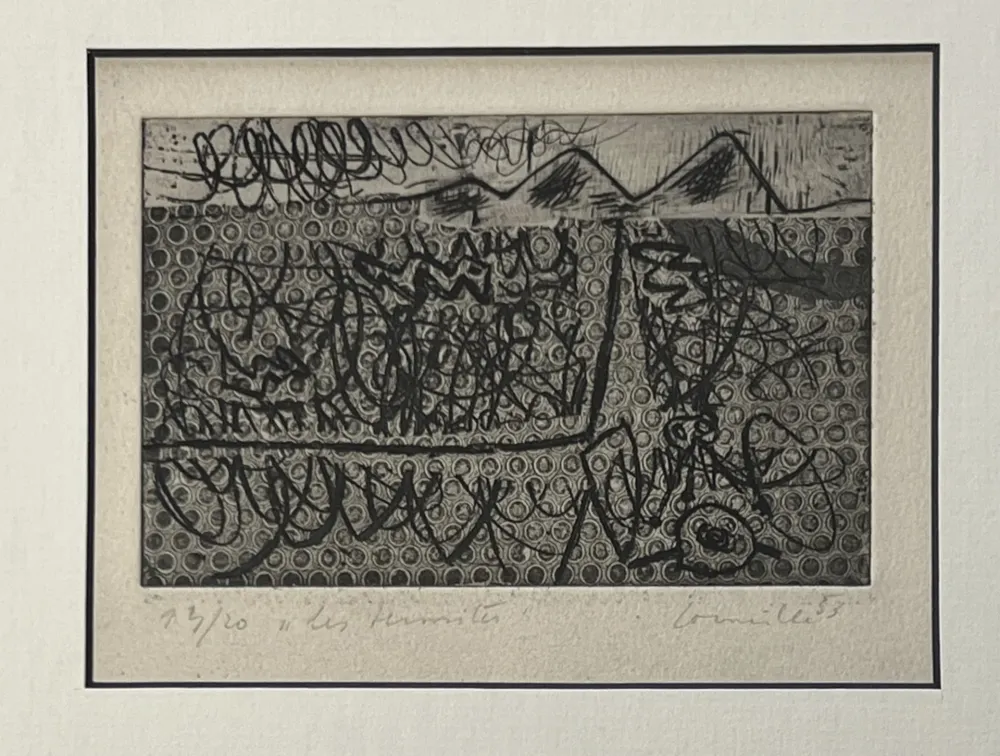 Офорт Corneille - Eau-forte encadrée Les termites 1953 Numéro 3/20