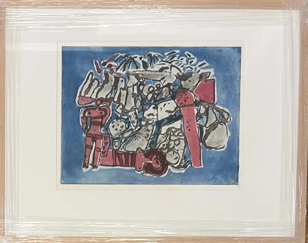 Нет Никаких Технических Corneille - Eau-forte encadrée : Lieu rupestre E/A 