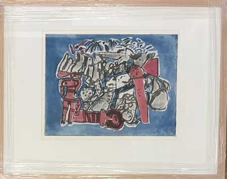 Нет Никаких Технических Corneille - Eau-forte encadrée : Lieu rupestre E/A 