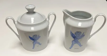 Керамика Corneille - Ensemble sucrier + Pot à lait L'Ange d'après Rubens, Porcelaine de Limoges, 2002
