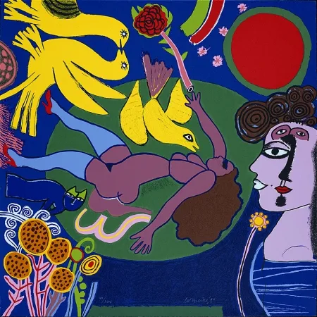 Сериграфия Corneille - Femme à la fleur