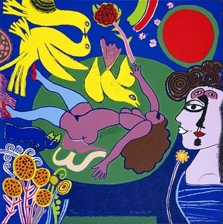 Сериграфия Corneille - Femme à la fleur