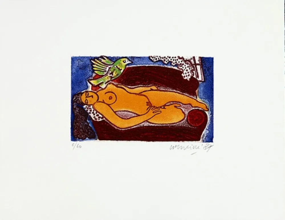 Гравюра Corneille - Femme au divan rouge