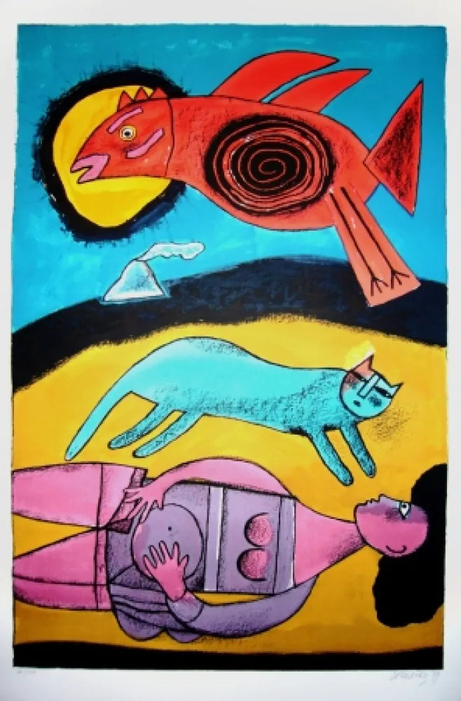 Литография Corneille - Granbd oiseau du désert