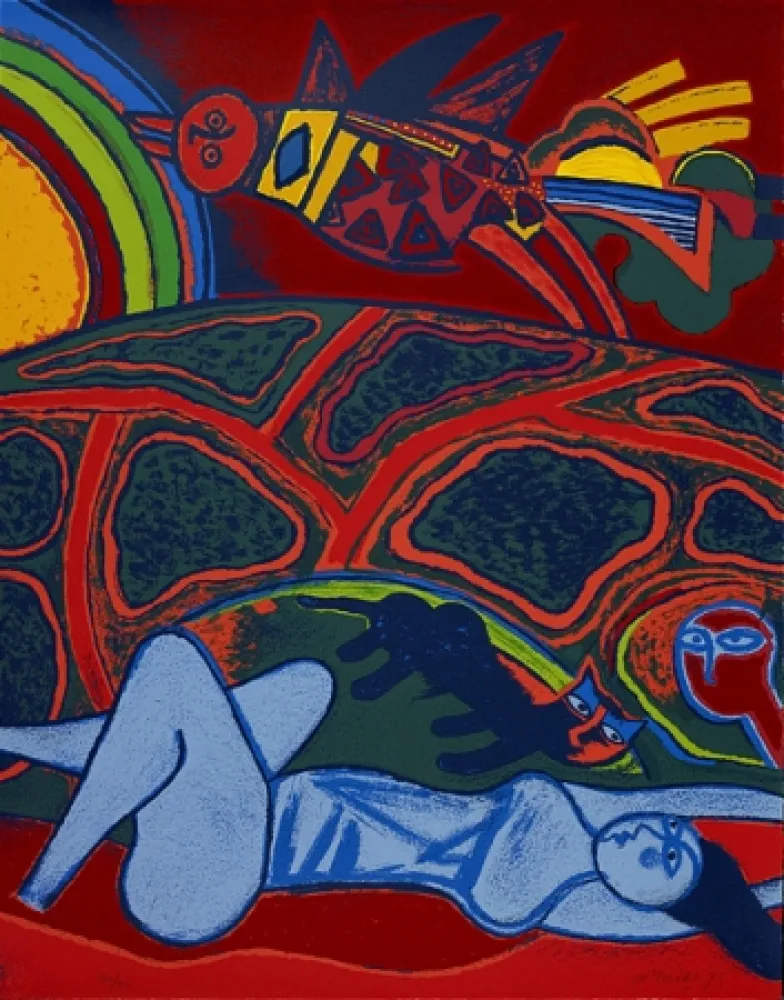 Сериграфия Corneille - Grande terre à l'arc-en-ciel