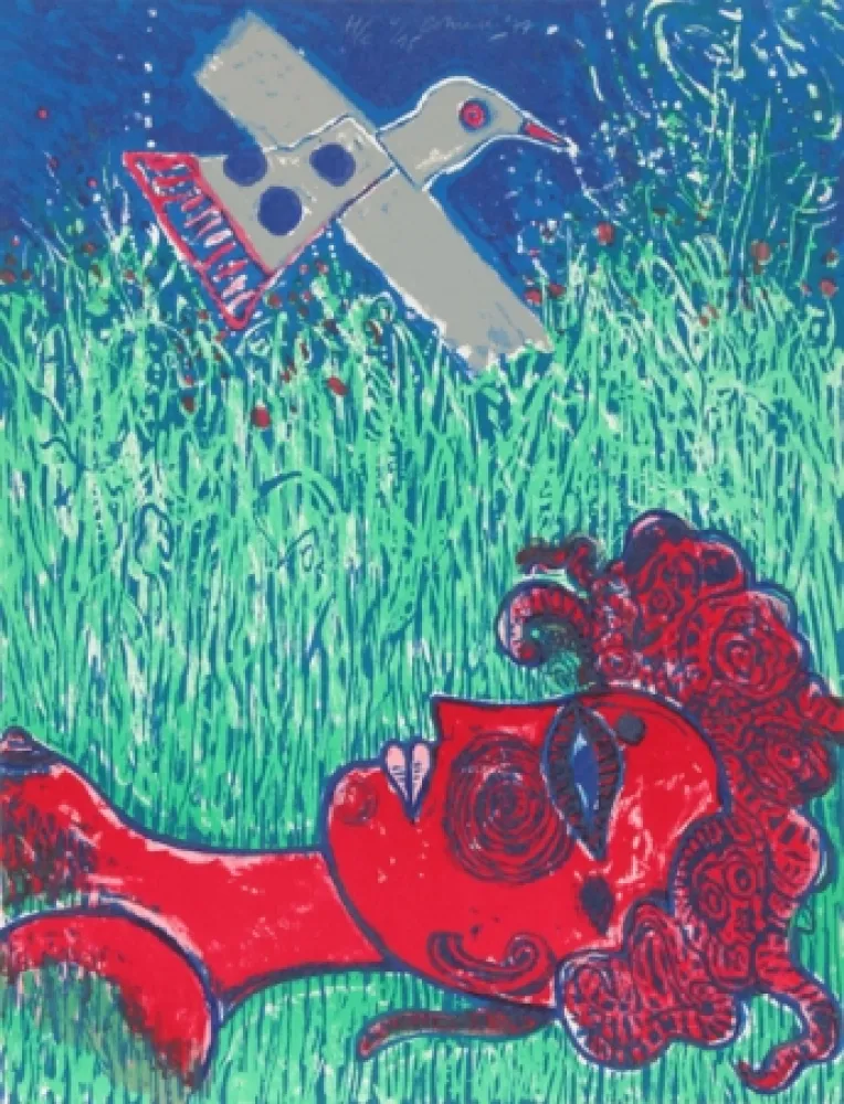 Литография Corneille - La Femme au paupieres peints