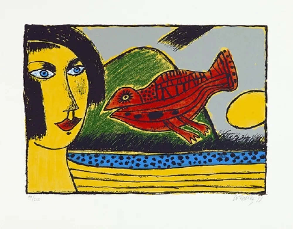 Сериграфия Corneille - La venue de l'oiseau