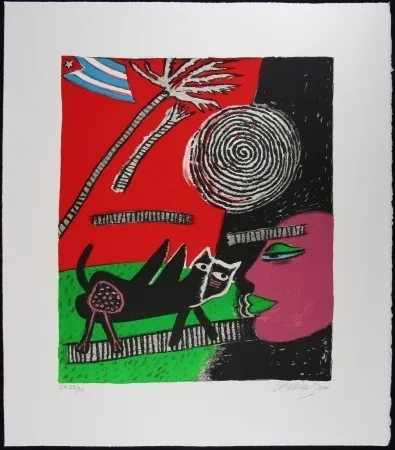 Литография Corneille - Le chat noir