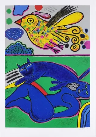 Сериграфия Corneille - Le doux félin de l'été