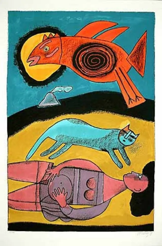 Литография Corneille - Le grand oiseau du désert